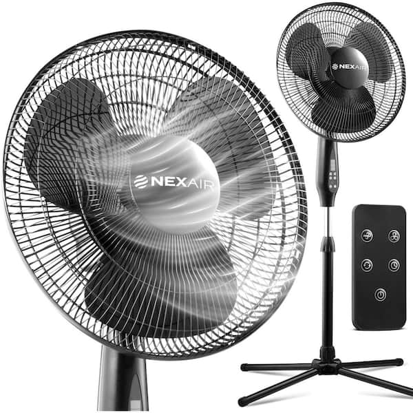 NEXAIR NEXAIR Oscillating 16 in. Pedestal Stand Fan, Quiet Operating, Remote Control, 3 Speed Standing Fan, Adjustable Height