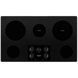 36 in. Radiant Electric Ceramic Glass Cooktop in Black with 5 Burner Elements including a Dual Radiant Element