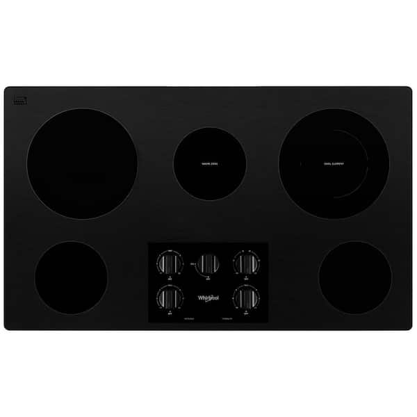 Whirlpool 36 in. Radiant Electric Ceramic Glass Cooktop in Black with 5 Elements including a Dual Radiant Element