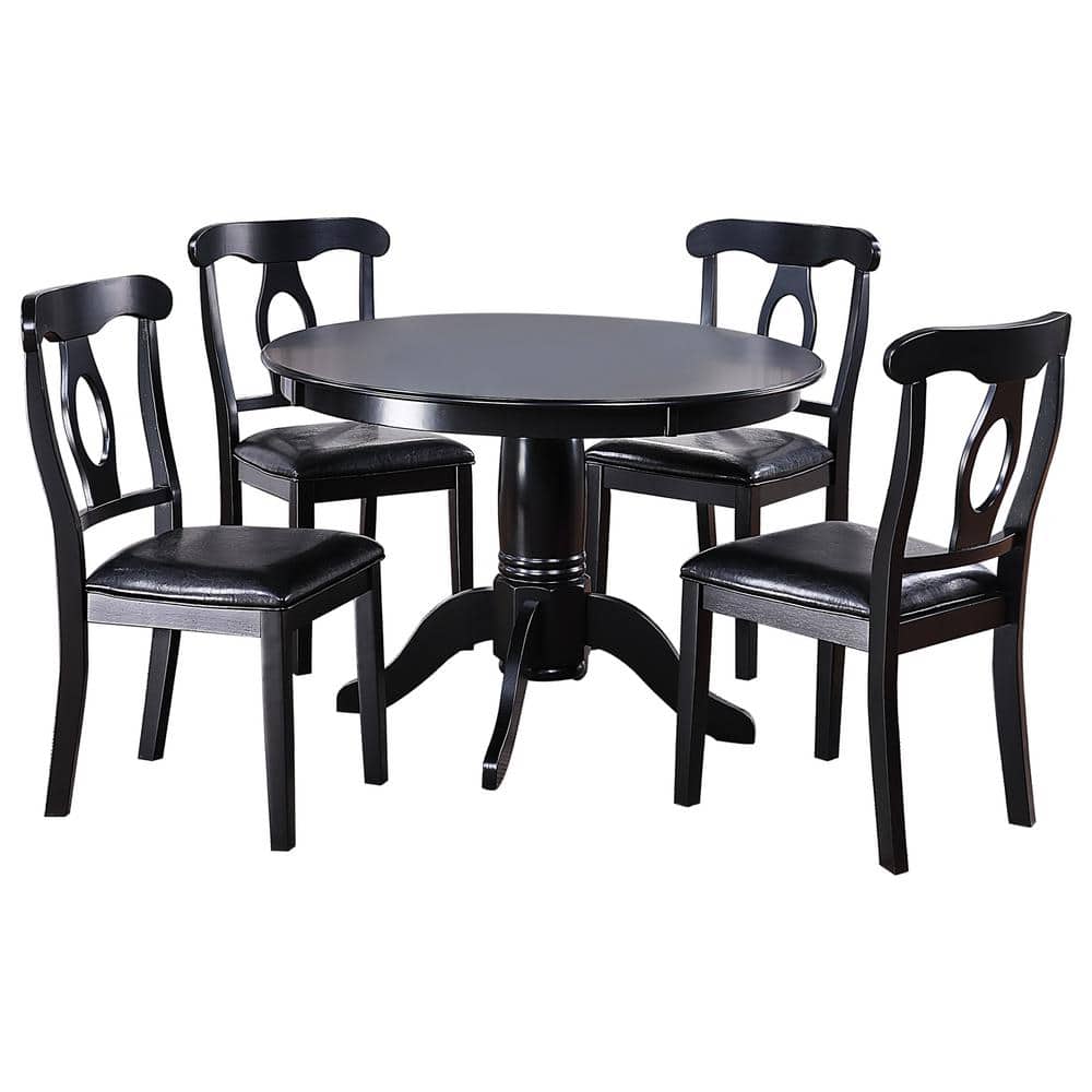 Venetian Worldwide Atwood 42 in. Round Black 5-PC Dining Set VP-F2561 ...