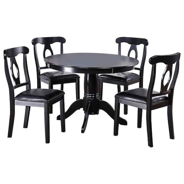 Worldwide Atwood 42 in. Round Black 5PC Dining Set VPF2561