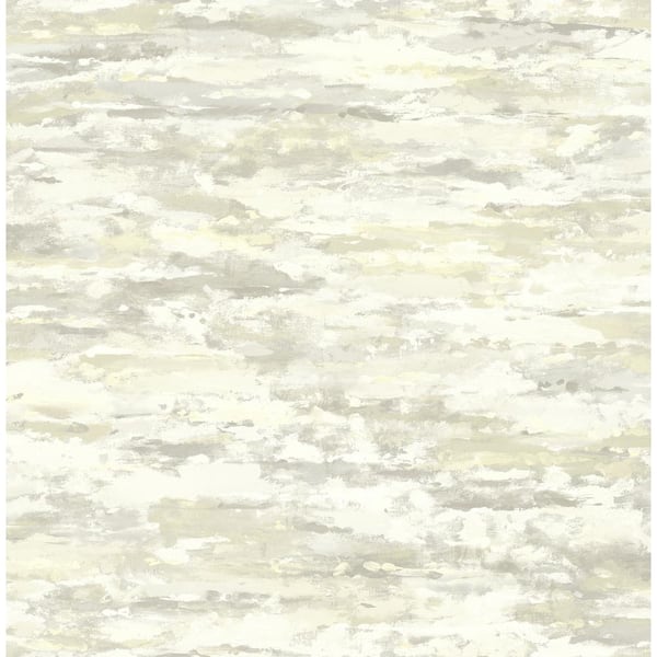 Seabrook Designs Brushstroke Watercolor Metallic Silver, Champagne, and Ivory Paper Strippable Roll (Covers 56.05 sq. ft.)