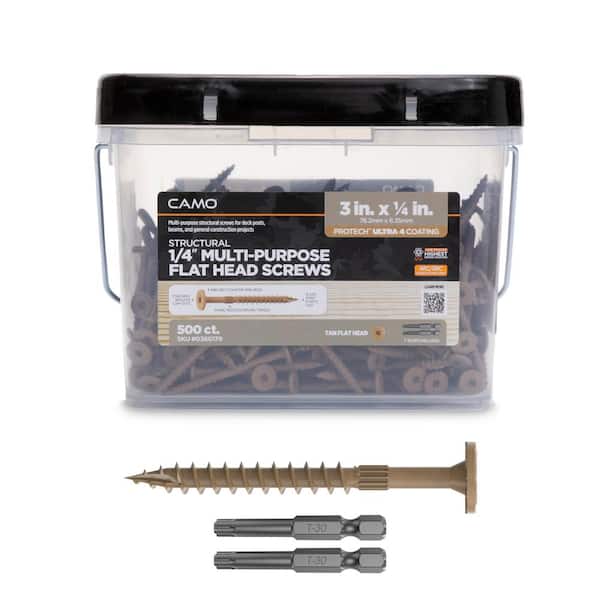 1/4 in. x 3 in. Star Drive Flat Head Multi-Purpose Structural Wood Screw - PROTECH Ultra 4 Exterior Coated (500-Pack)
