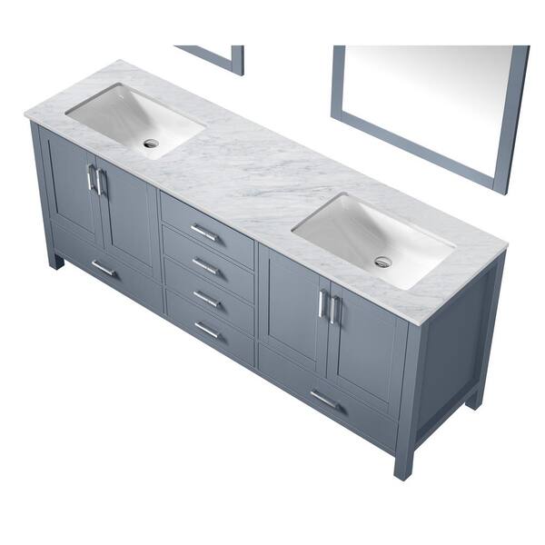 Lexora Jacques 80 Inch Double Bathroom Vanity Cabinet In Dark Grey With Top And Mirror Lj342280dbdsm30 The Home Depot