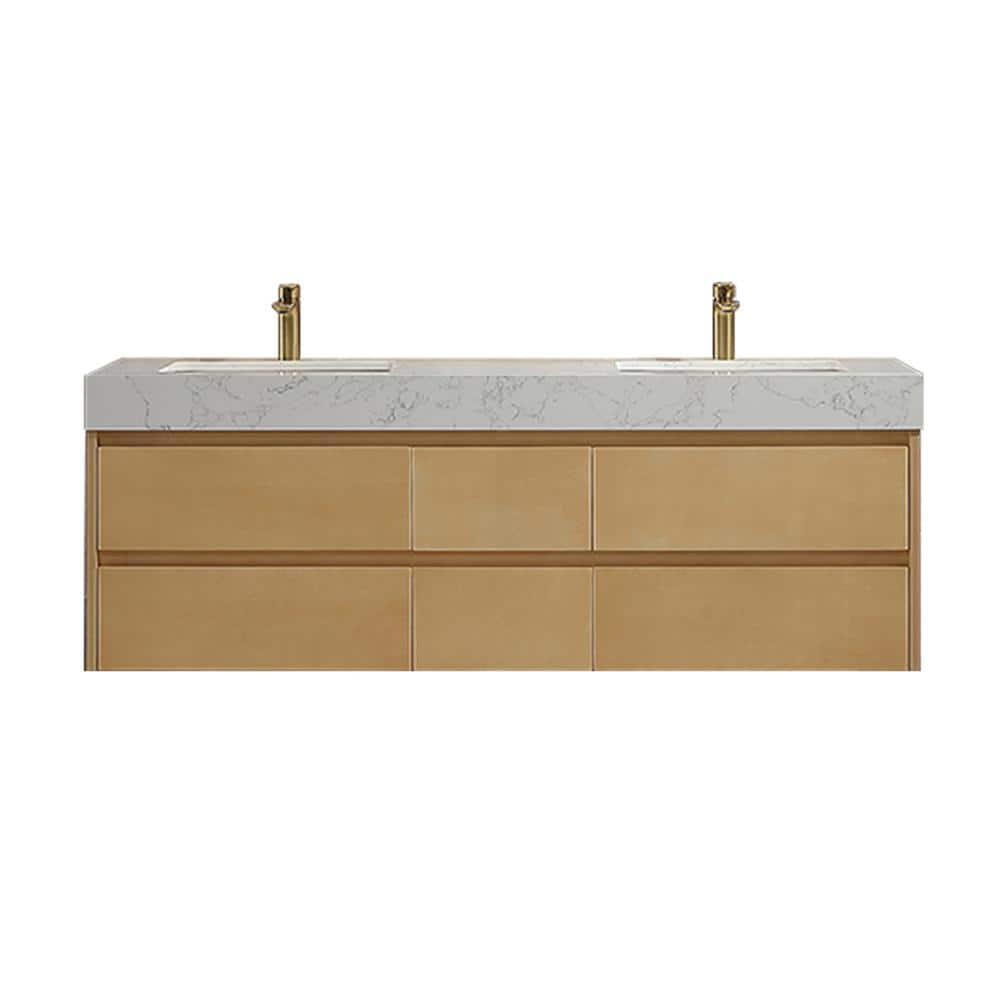 ExBrite Marble Lux 60 in. W x 20.8 in. D x 21.2 in. H Floating Bathroom ...