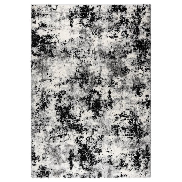 Gertmenian Holmby Garda Ivory/Gray/Black 6 ft. x 9 ft. Abstract Shag Indoor Area Rug