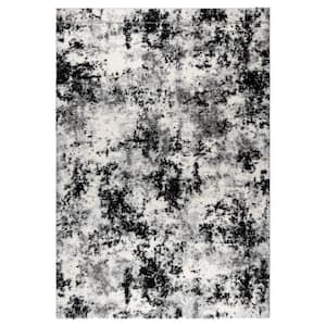 Holmby Garda Ivory/Gray/Black 5 ft. x 7 ft. Abstract Shag Indoor Area Rug