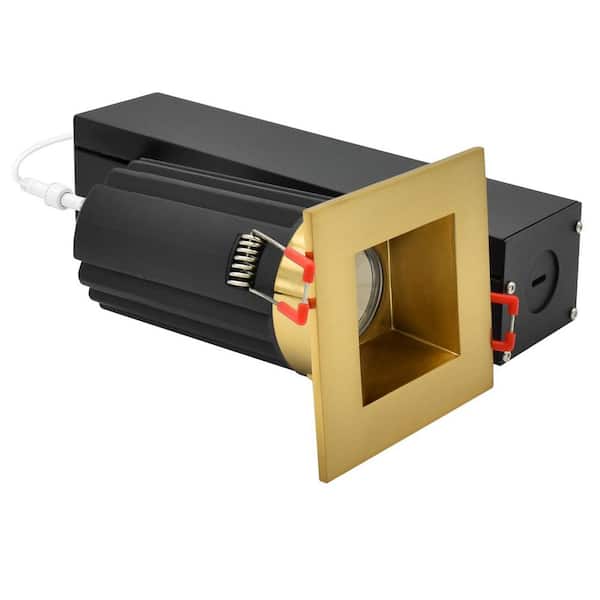 2 in. Integrated LED Regressed Recessed Light w/Square Brass Trim 5CCT CRI90 Dimmable, 14/20-Watt, 60° Beam, 1200/1700LM