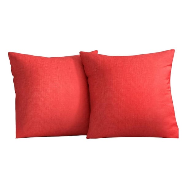 18 in. x 18 in. Waterproof Outdoor Red Throw Pillow Covers Decorative Cushion Cases for Patio, Garden and Sofa (2-Pack)
