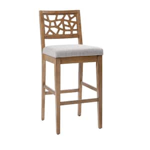 Crackle 31 in. Light Grey Wood Bar Stool