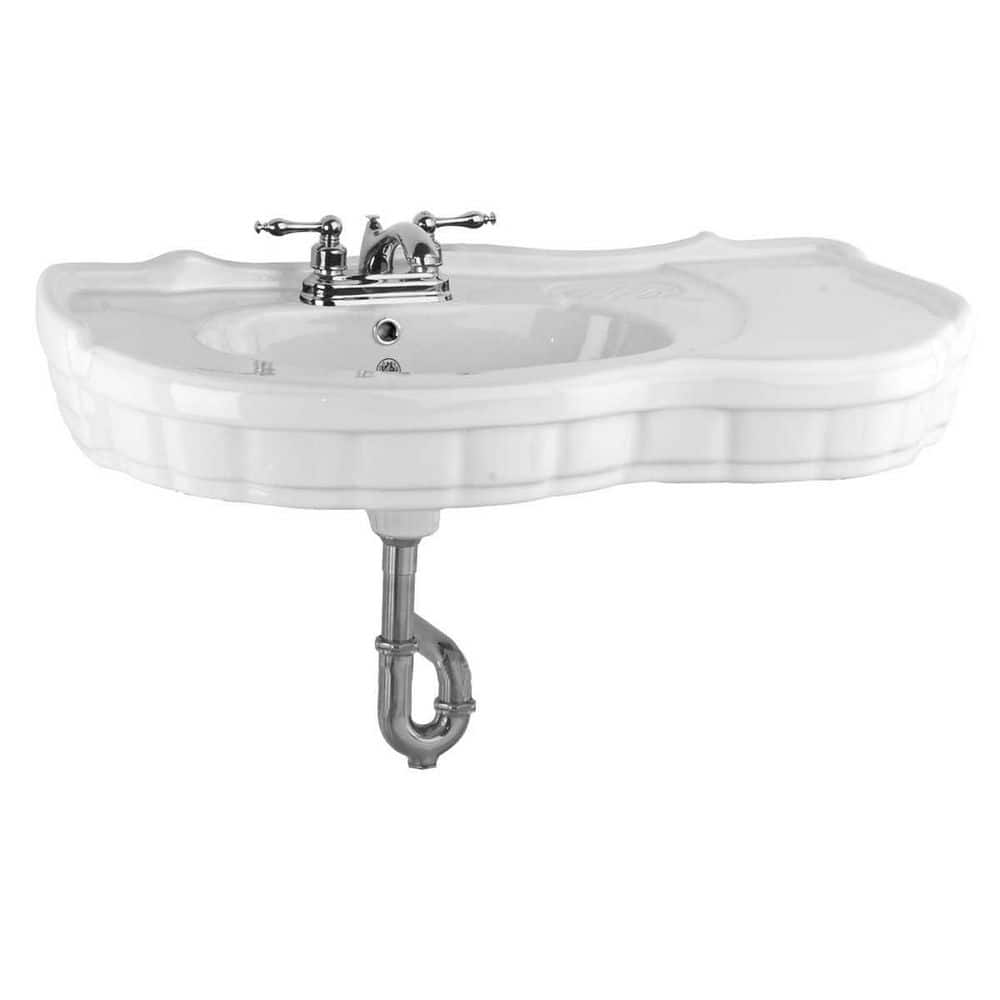 RENOVATORS SUPPLY MANUFACTURING White Vitreous China Wall Mount Bathroom Console Sink with