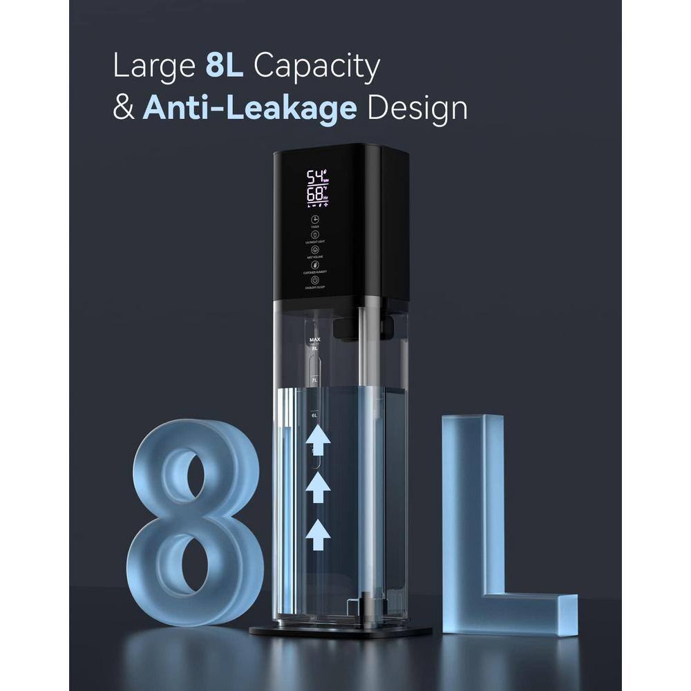 Black 2.11 Gallon Ultrasonic Cool Mist Tower Humidifier with Remote