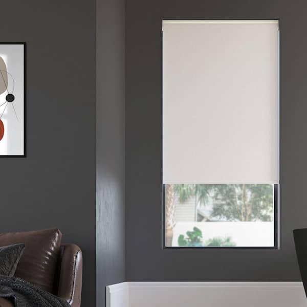 Sun Zero Langley Cordless White 100% Blackout Textured Fabric Roller Shade 45 in. W x 72 in. L