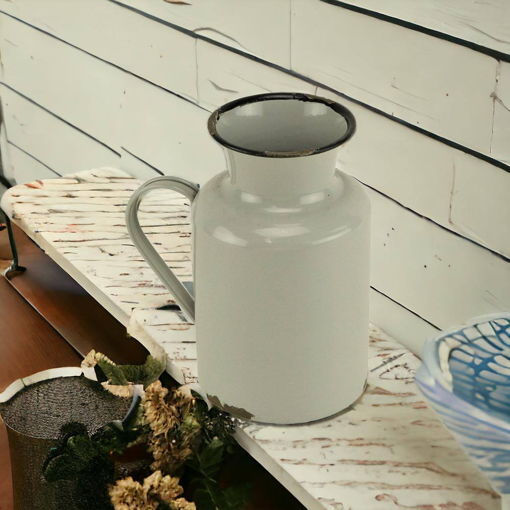 Small Gray and Black Metal Rustic Decorative Water Jug