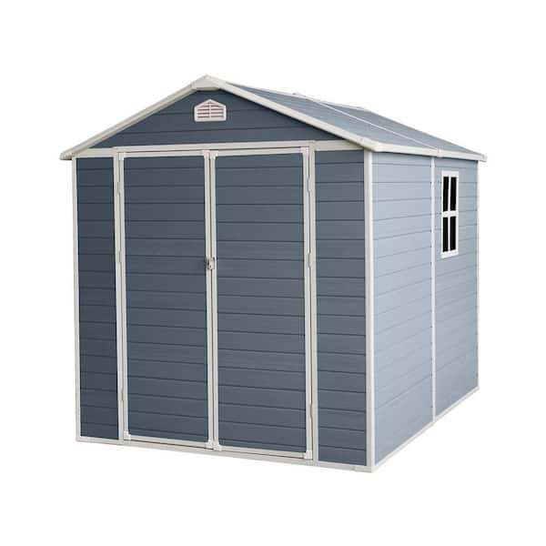 BTMWAY 6 ft. W x 8 ft. D All-Weather Resin Outdoor Plastic Storage Shed with Reinforced Floor and Window (50 sq. ft.)