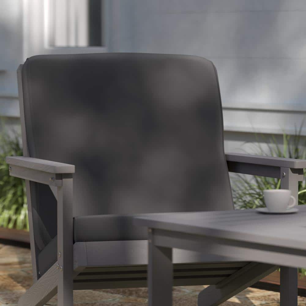 Gray Resin Frame Deep Seat Adirondack Chair with Cushions
