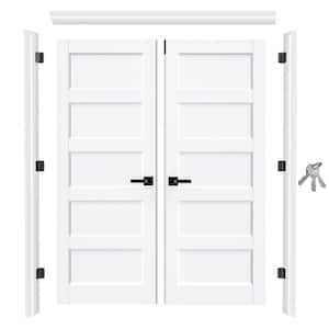 TENONER 56 in. x 80 in. Primed Wood 1-Panel Door with Assembly