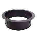 34 in. x 10 in. Round Solid Steel Wood Fire Ring in Black