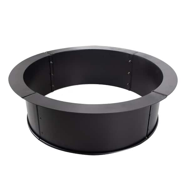 Pleasant Hearth 34 in. x 10 in. Round Solid Steel Wood Fire Ring in Black