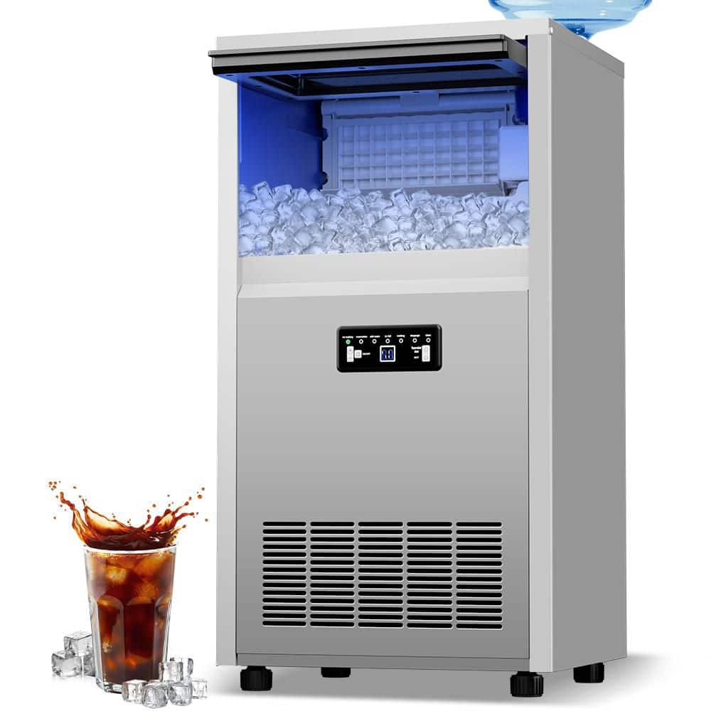 16.34 in. 150 in. Freestanding Full Size Cubes Commercial Ice Maker Machine in Stainless Steel with 45 lb. Storage Bin