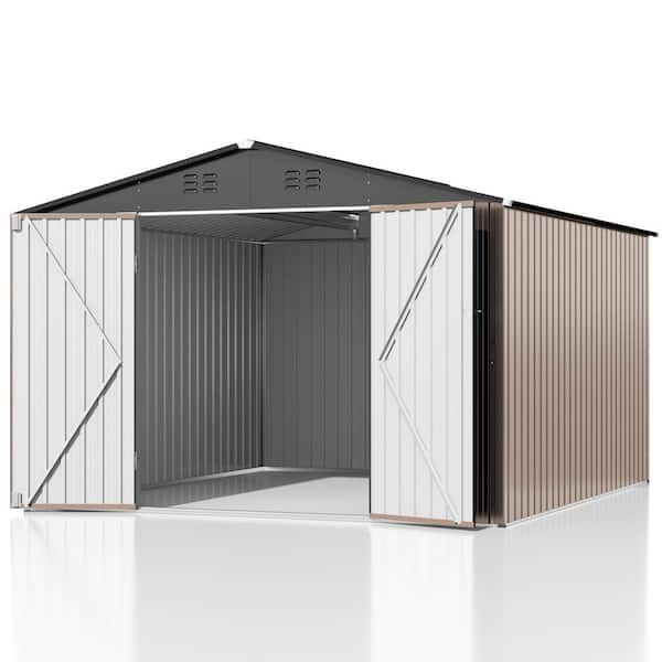 VIWAT 10 ft. W x 10 ft. D Metal Outdoor Storage Shed with Lockable