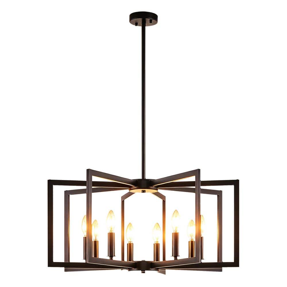 27 in. 8 Lights Black Farmhouse Chandelier,Geometric Dining Room Light Fixture,Industrial Hanging Pendant Light for Home price history on PriceWatchPro
