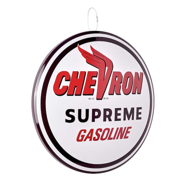 American Art Decor Dome Shaped Metal Wall Art Sign-Mancave Garage Sign Mechanic Decor Blue (Chevron Supreme) 15 in. H x 15 in. L x 1 in. D