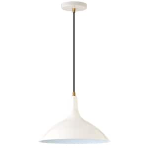 Barton 1-Light Pearled White Metal Pendant with Brass Accents