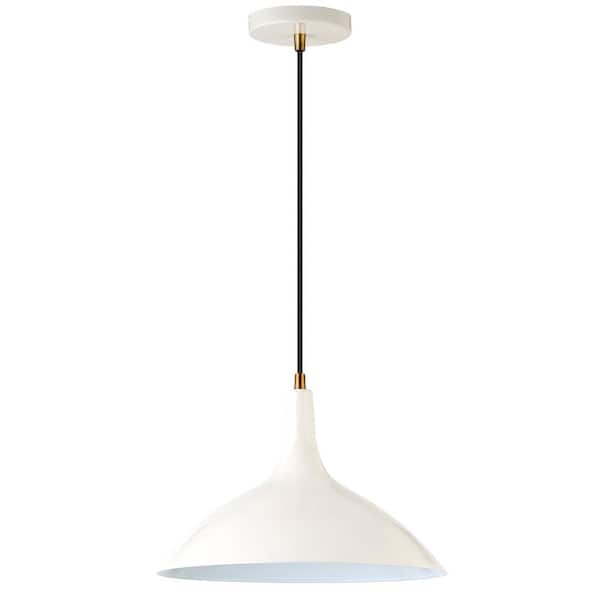 Meyer&Cross Barton 1-Light Pearled White Metal Pendant with Brass Accents