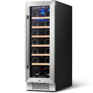 12 in. Single Zone Cellar Cooling Unit in Stainless Steel 20-Bottles Wine Cooler Refrigerator Built- in w/Safety Lock