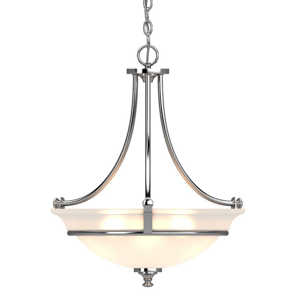 Chrome Mini Pendant with Frosted Glass Bowl Shade
