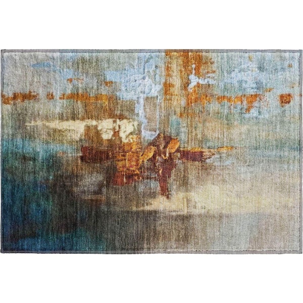 Mayfield Premium Machine Washable Abstract AMF2157 Paprika 2 ft. x 3 ft. Accent Rug