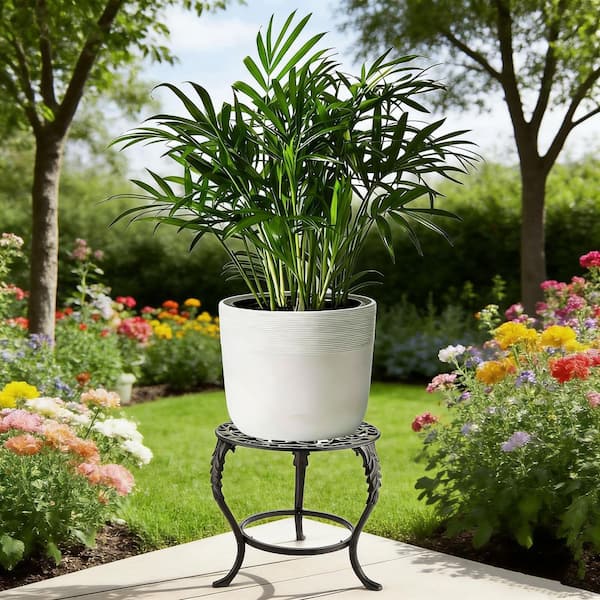 OGETFUUR Black Metal Plant Stand, Heavy Duty Cast Iron Plant Stand