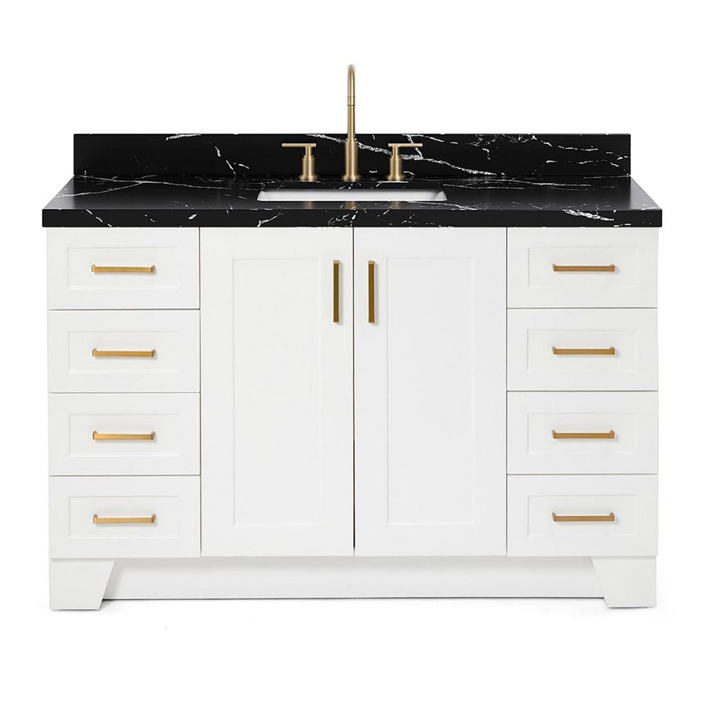 Taylor 54 in. Single Sink Freestanding Bath Vanity in White with Nero Marquina Black Quartz Top price history on PriceWatchPro
