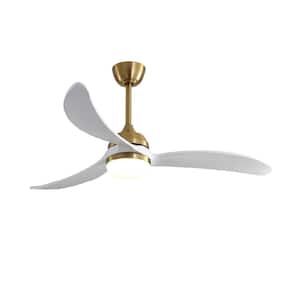 52.1 in. Indoor Gold Ceiling Fan with 3 Solid Wood Blades Remote Control Reversible DC Motor