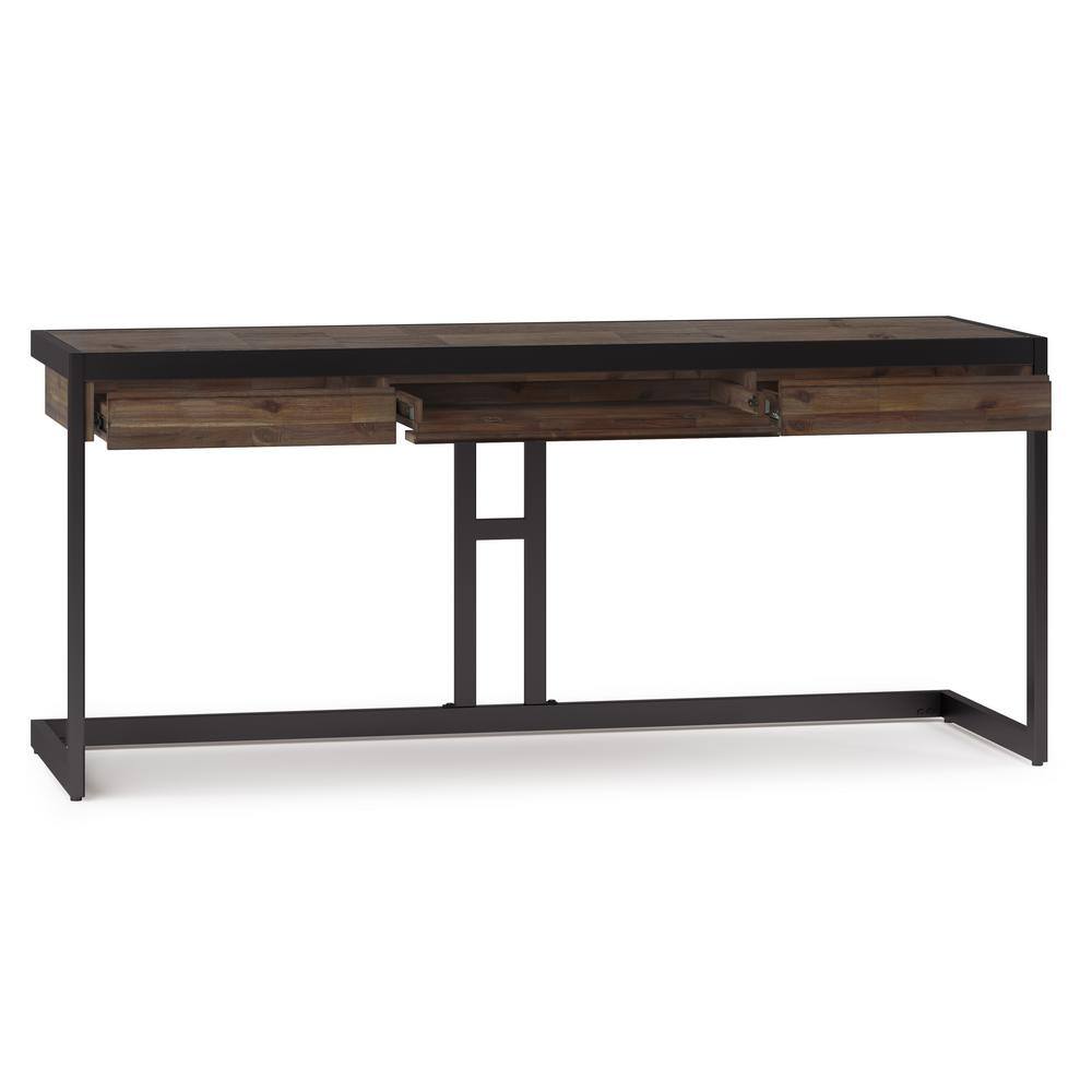 Rustic Natural Aged Brown 72" Acacia Wood Desk with Drawers