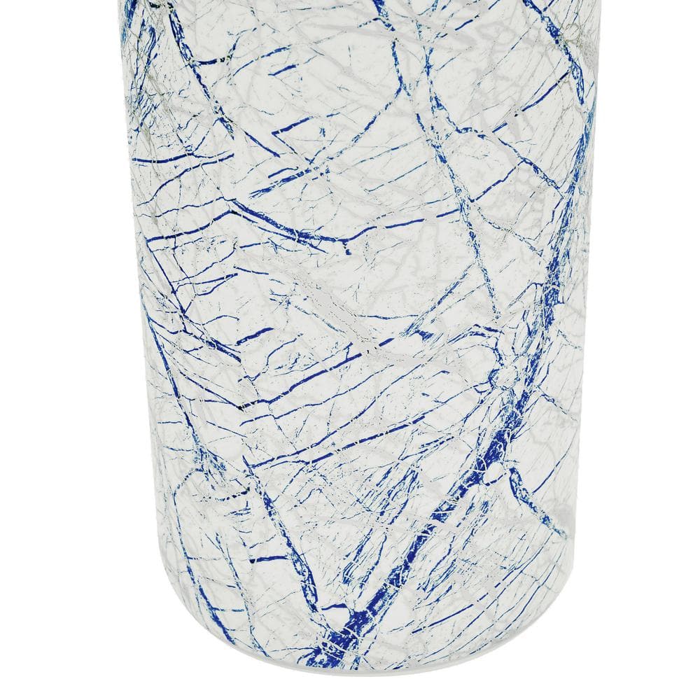 24" Blue and Silver Abstract Porcelain Umbrella Stand