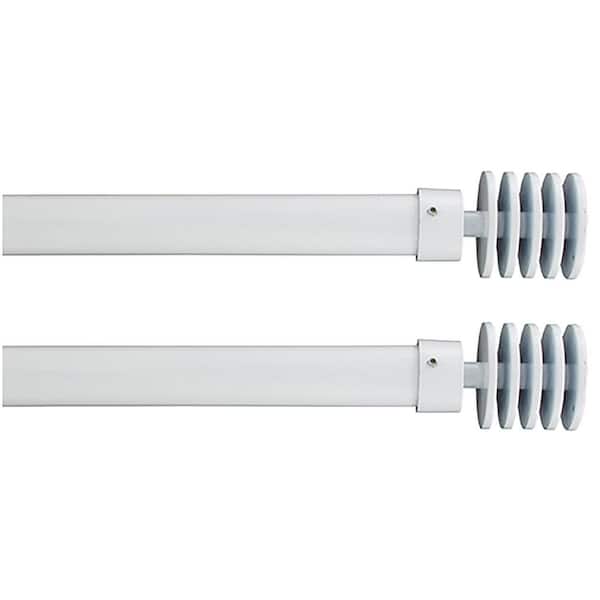 Unbranded 50 in. - 82 in. 2 Adjustable 3/4 in. 2 Single Window Curtain Rods in White with Contemporary Finials