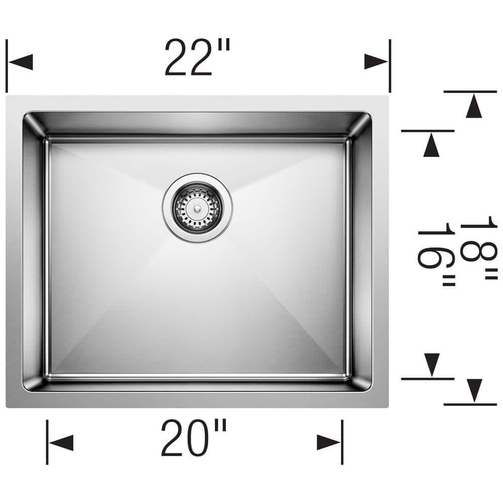 Quatrus 22" Single Bowl Stainless Steel Undermount Kitchen Sink