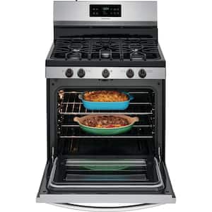 30 in. 5 Burner Freestanding Gas Range in Stainless Steel with Self-Cleaning Oven