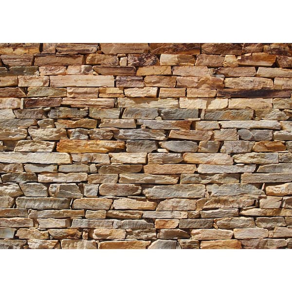 Beige Yellow Stone Brick Non-Woven Wall Mural