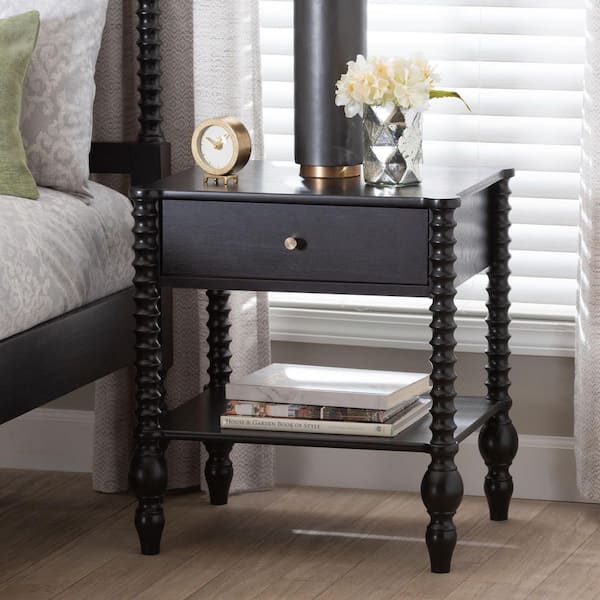 Callison Black 1-Drawer Nightstand