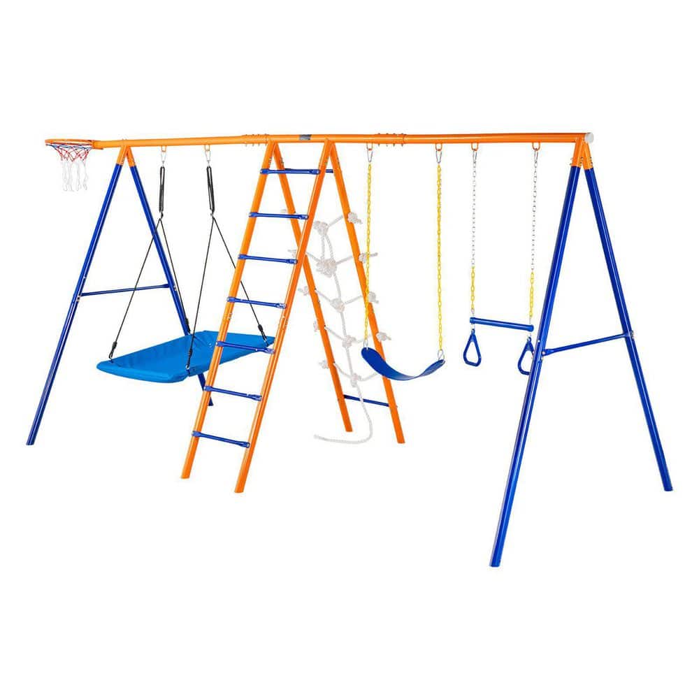 Swing Sets for Backyard 6 in 1 Swing Set 440lbs Capacity Metal Swingset