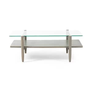 Leddy Grey with Tempered Glass Rectangular Coffee Table