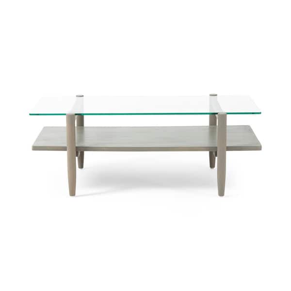 Noble House Leddy Grey with Tempered Glass Rectangular Coffee Table