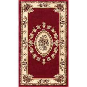 Timeless Le Petit Palais Red 2 ft. 3 in. x 3 ft. 11 in. Traditional Area Rug
