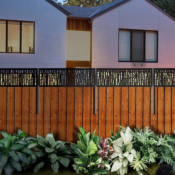 39 in. x 1 in. Black Galvanized Steel Fence Extension Leg for Decorative Screen Panel