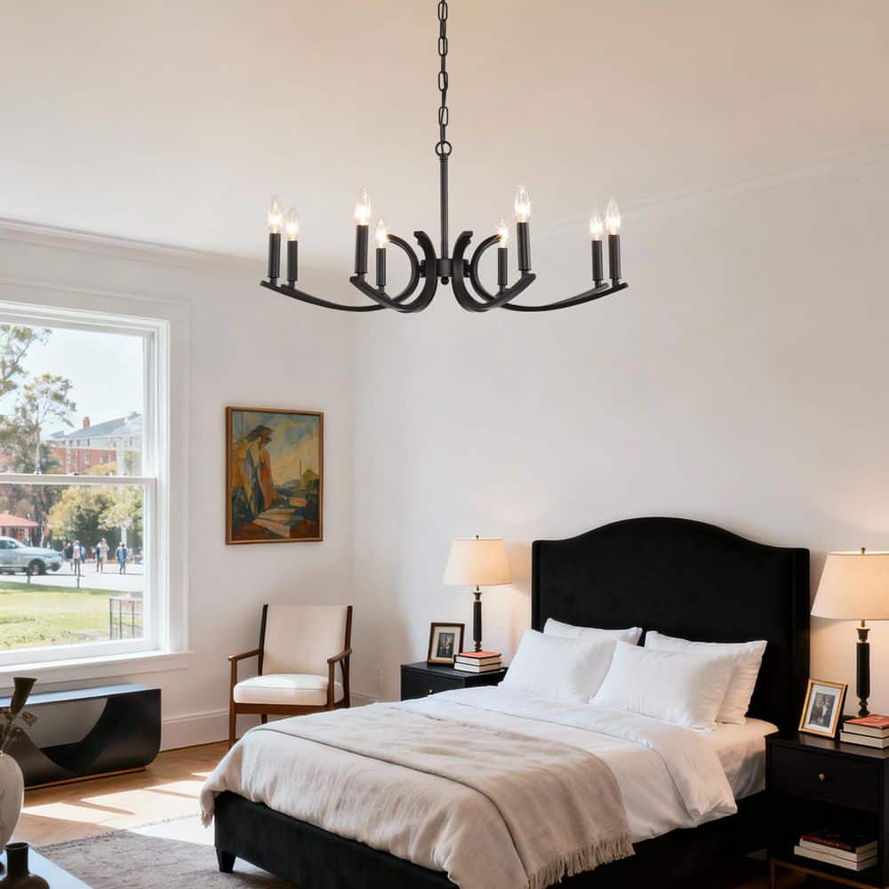8-Light Black Metal Standard Pendant Light, Adjustable Industrial Fixture for High Ceiling Living Room(No Bulbs) price history on PriceWatchPro