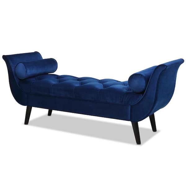 Jennifer Taylor Alma Navy Blue Tufted Entryway Bench