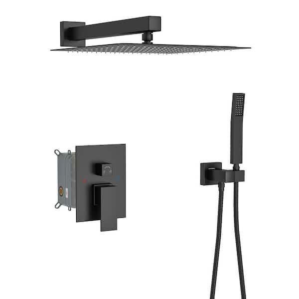 Utopia 4niture Khal Single Handle 2-Spray Shower Faucet 1.8 GPM Shower Head and Handheld with Anti Scald in Matte Black(Valve Included)